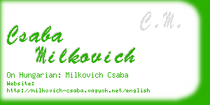 csaba milkovich business card